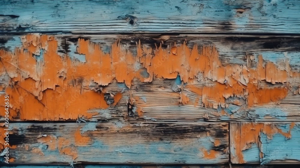an old wooden wall with peeling paint and peeling paint on it. generative ai an old wooden wall with peeling paint and peeling paint on it. generative ai