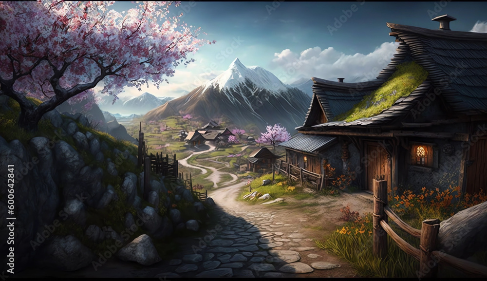 Chalet in mountains - Generated by Generative AI Chalet in mountains - Generated by Generative AI