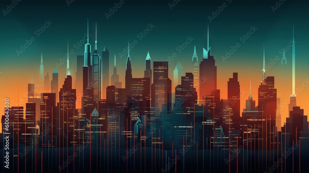  a cityscape with a lot of tall buildings in the background.  generative ai