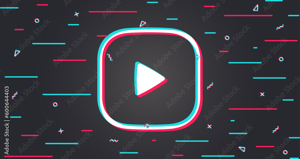 Video viewing. Online streaming. Background in the style of social networks and a person in them. Vector illustration - obrazy, fototapety, plakaty 