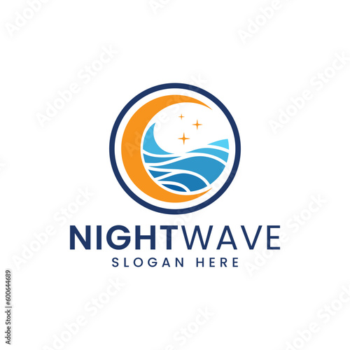 The logo depicts the atmosphere of the night at sea.