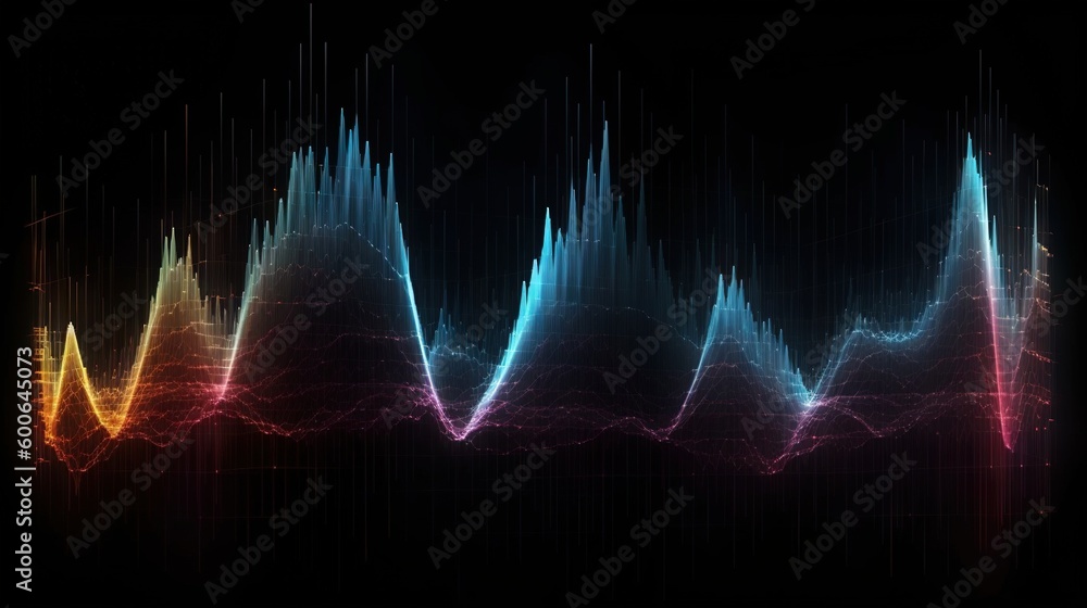  a sound wave is shown in a dark room with a black background.  generative ai