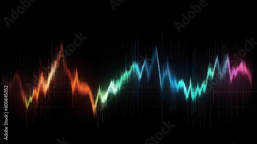  a colorful sound wave on a black background with a black background. generative ai