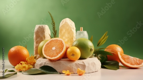  a table topped with oranges and limes on top of a table. generative ai