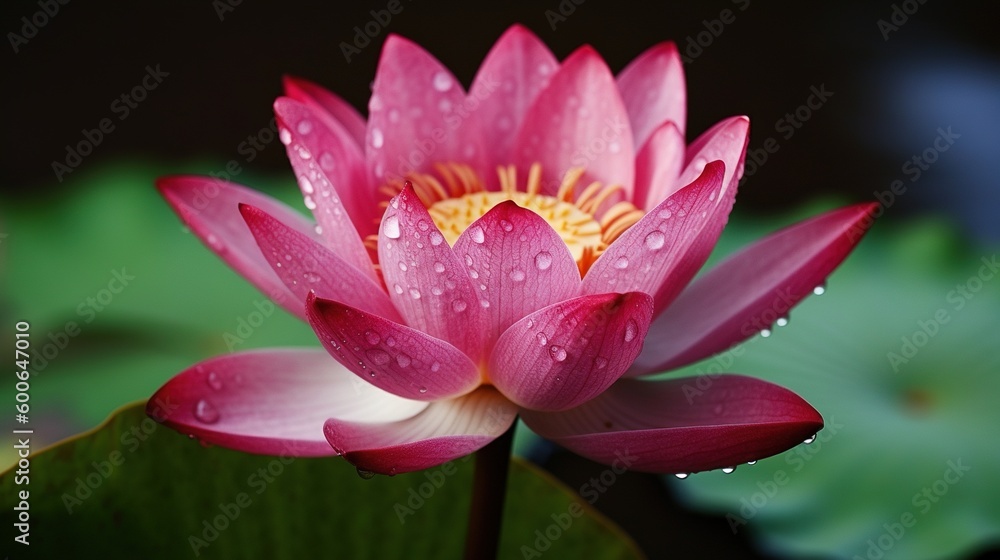 a pink flower with water droplets on it's petals. generative ai a pink flower with water droplets on it's petals. generative ai
