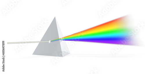 Glass Pyramid Refraction of Light Spectrum on transparent background