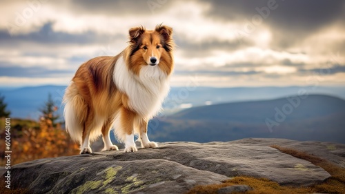 Majestic Shetland Sheepdog on a Hike