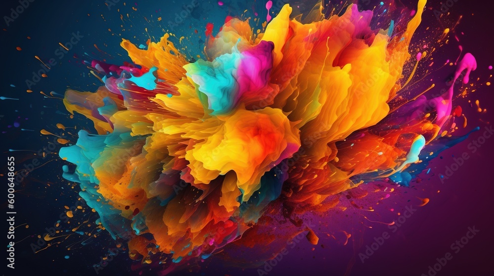 a colorful explosion of paint on a black background with a dark background. generative ai a colorful explosion of paint on a black background with a dark background. generative ai