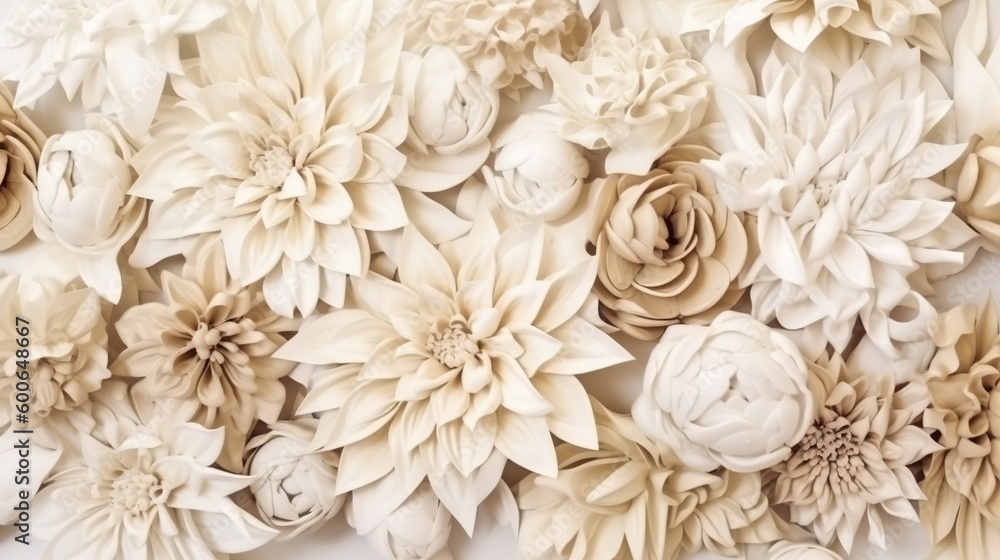 a bunch of flowers that are on a wall together in a room. generative ai a bunch of flowers that are on a wall together in a room. generative ai