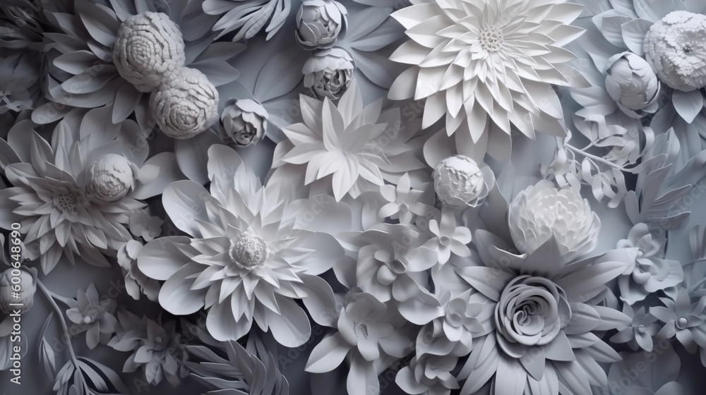  a bunch of flowers that are on a wall in a room.  generative ai