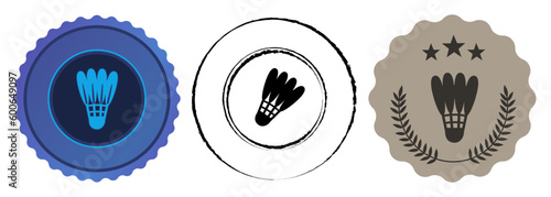 Badminton shuttlecock game sport medal championship winner bronze badges circle shape