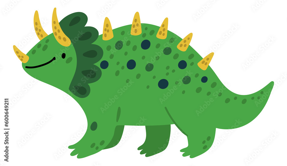 Funny green dino. Cute hand drawn dinosaur Funny green dino. Cute hand drawn dinosaur