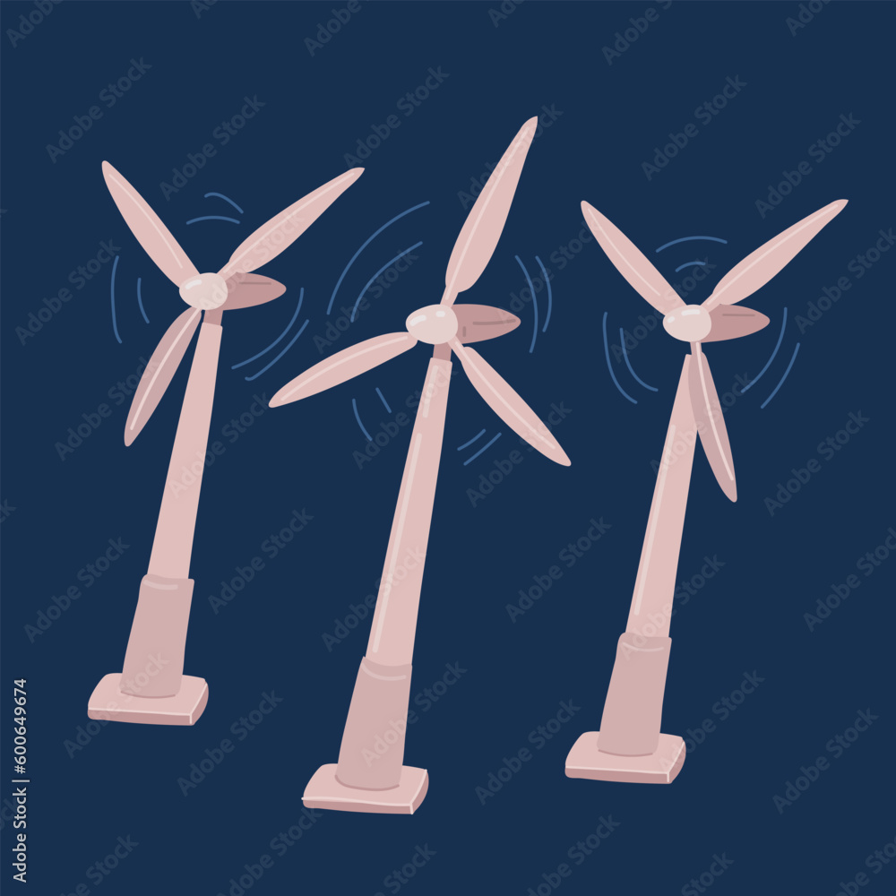 Cartoon vector illustration of Wind turbine effect Cartoon vector illustration of Wind turbine effect