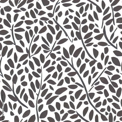 Leafs Seamless Pattern, Seamless leaves pattern, Abstract texture, Pattern, black and white background