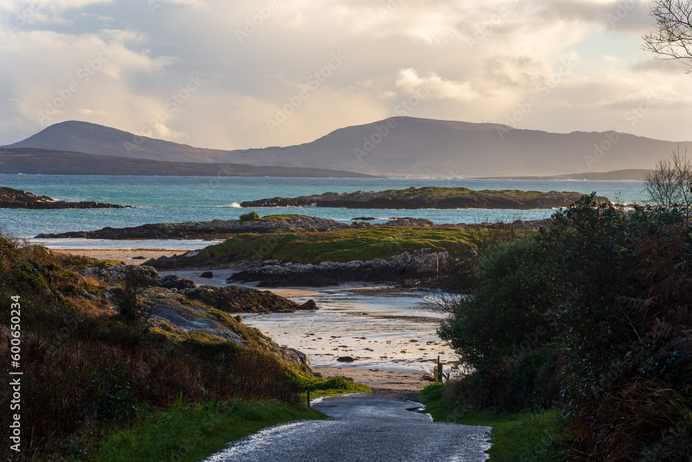 custom made wallpaper toronto digitalIrish landscape, Ring of Kerry, beach, turquoise sea, mountains in the background.