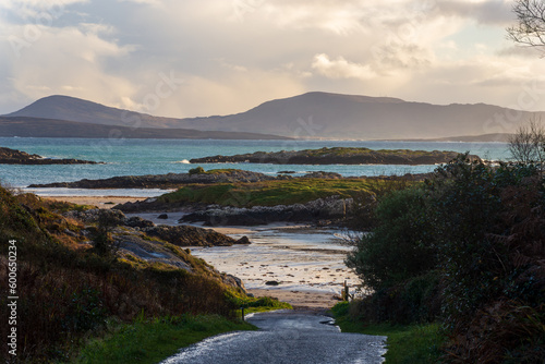 Wallpaper Mural Irish landscape, Ring of Kerry, beach, turquoise sea, mountains in the background. Torontodigital.ca