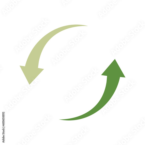 Free Download Symbol for design of packaging products, information about the goods being transported and a sign of recycling, green symbol isolated on white background. Two arrows following each other - GFXLoad