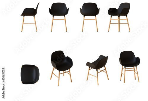 Chair 2 cutout png matte finished black photo