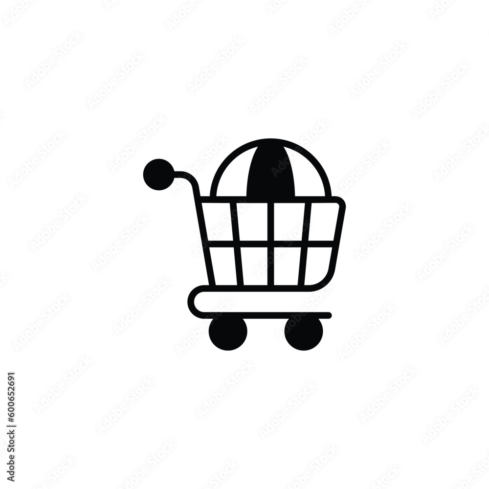 Global Shopping icon design with white background stock illustration