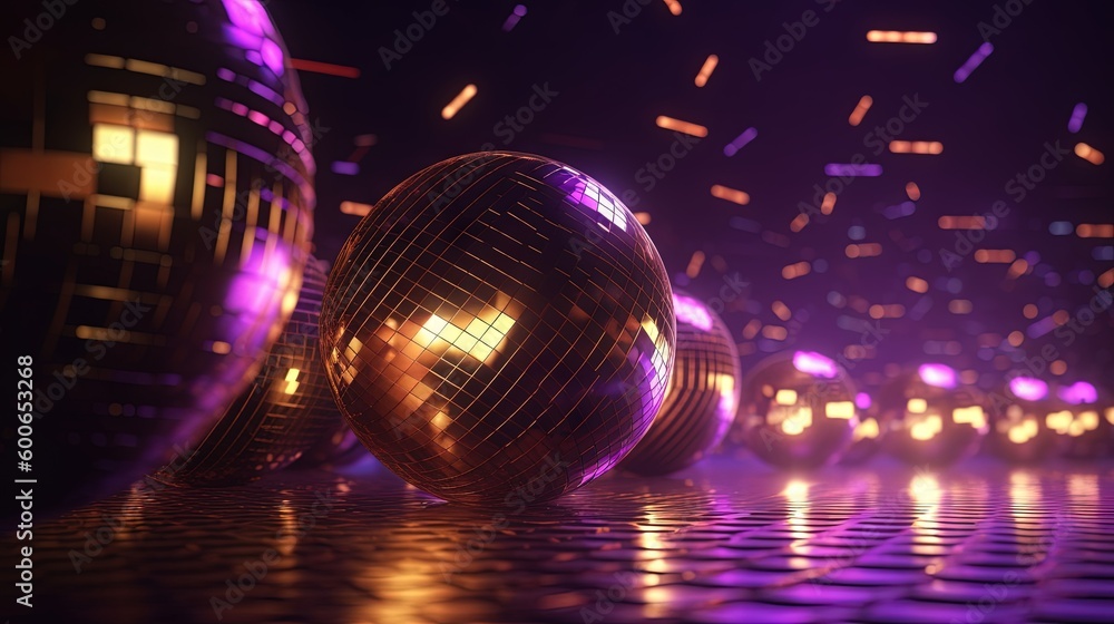 a shiny disco ball surrounded by shiny disco balls and confetti. generative ai a shiny disco ball surrounded by shiny disco balls and confetti. generative ai