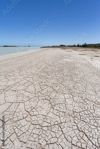 Tsimanampetsotsa Lake with dry  cracked beach. Madagascar wilderness landscape.