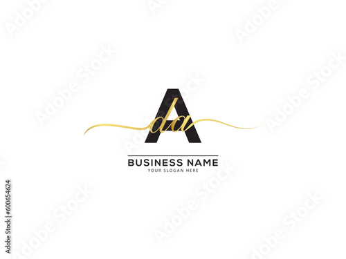Typographic ADA Fashion Logo, Golden ada daa Signature Logo Icon Vector photo