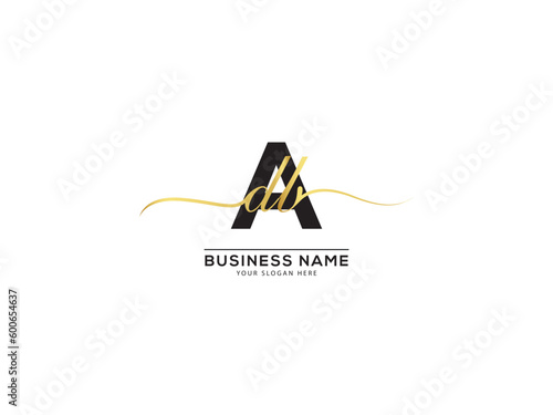 Typographic ADB Fashion Logo, Golden adb dab Signature Logo Icon Vector