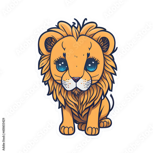 Lion Sticker illustration  Png Image Ready To Use. Animal Sticker Design Series