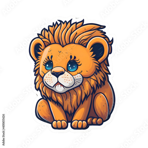 Lion Sticker illustration  Png Image Ready To Use. Animal Sticker Design Series