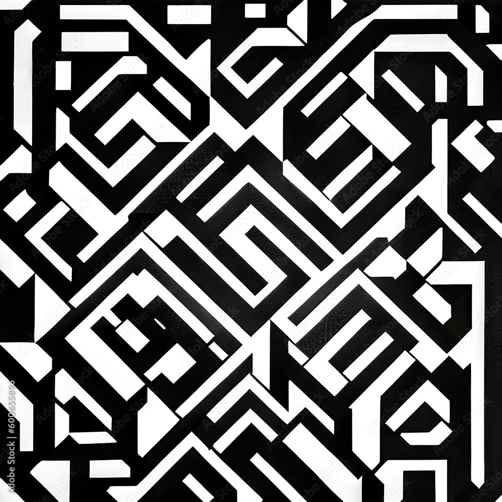 A geometric design with squares and rectangles arranged in a maze pattern, in shades of black and white5, Generative AI A geometric design with squares and rectangles arranged in a maze pattern, in shades of black and white5, Generative AI