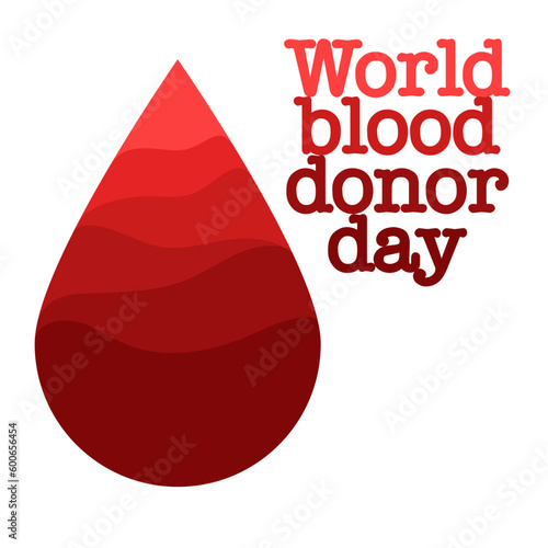 Vector background of the World Blood Donor Day. Informational poster with a red drop of shades. June 14th. The concept of hemophilia Day A large drop of blood is a symbol of help and layers of filling