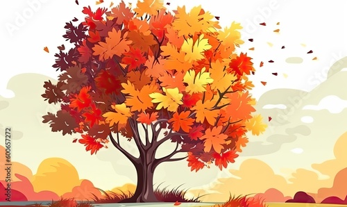 Abstract tree with colorful autumn foliage Creating using generative AI tools