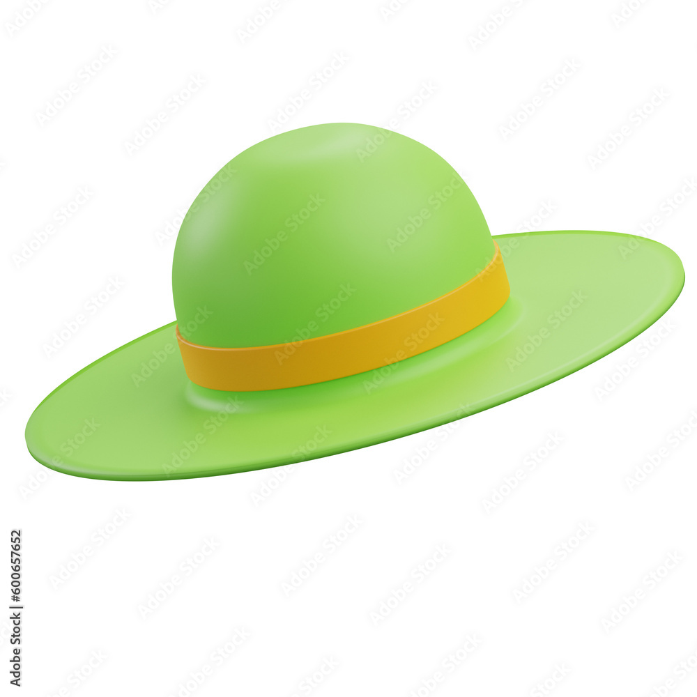 Summer hat 3d illustration with transparent background Summer hat 3d illustration with transparent background