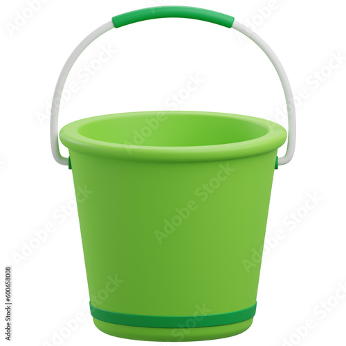 Bucket 3d illustration with transparent background