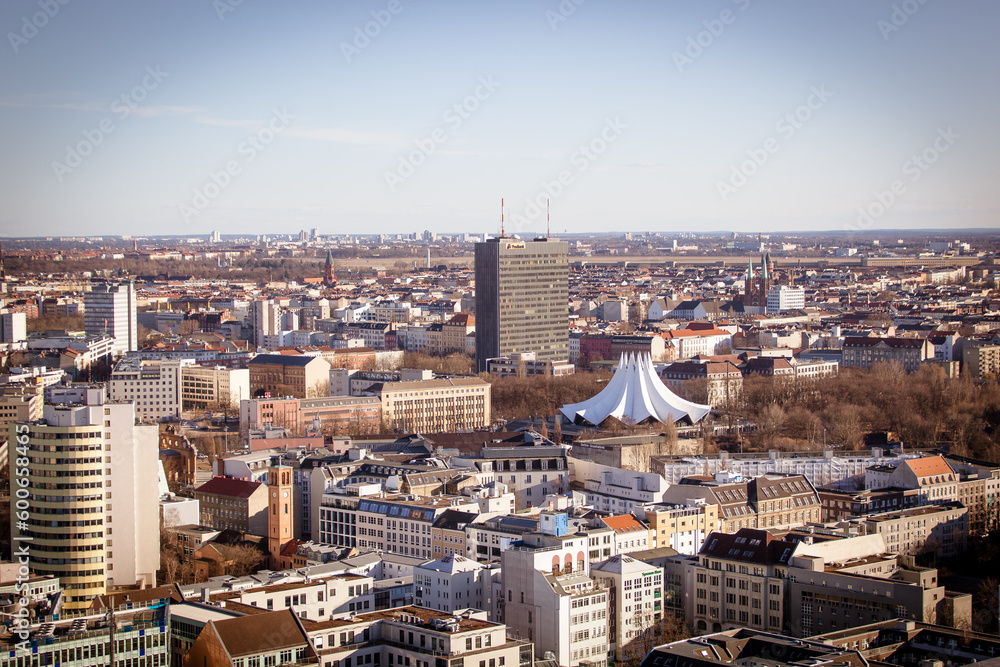 Aerial view of the Berlin cityscpape, Tempodrom
