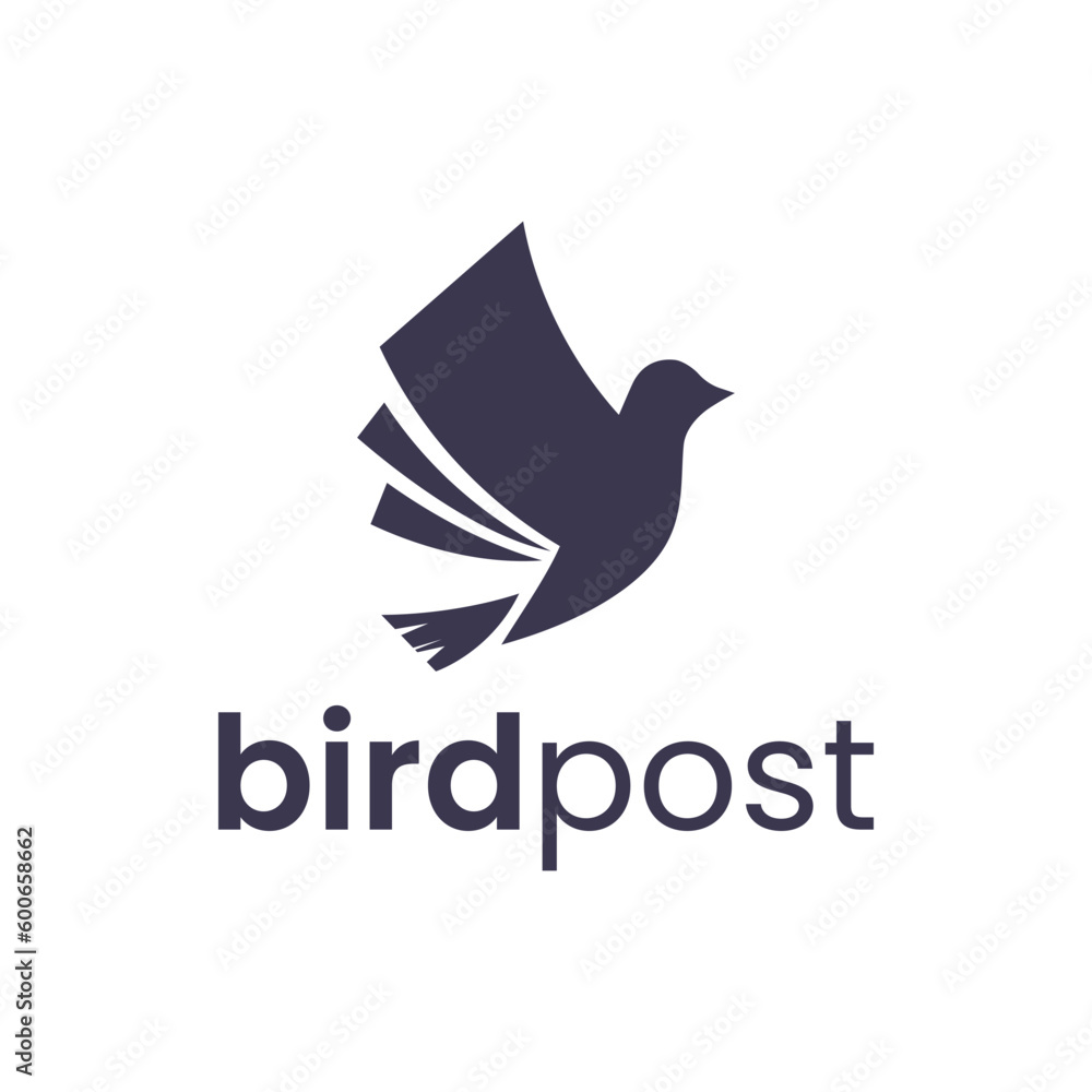Fototapeta premium Unique logo combination of bird and book or paper