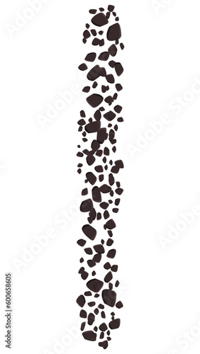 Falling brown stones or ground isolated on white. Clipart.