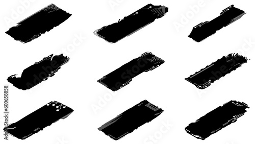 Set of Isometric silhouettes rectangular design elements in tech style isolated on white. Tech plates with copy space. Vector clipart.