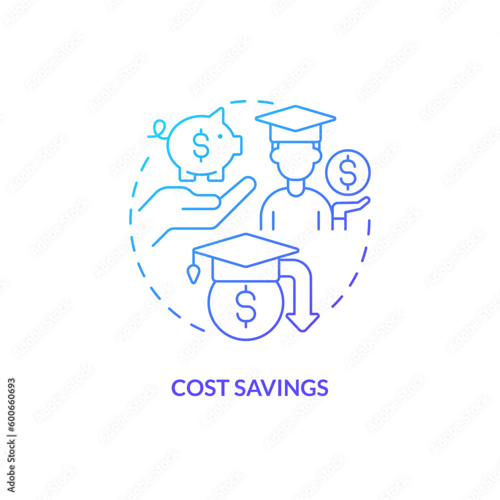 Cost savings blue gradient concept icon. Investing in people. Save money. Professional development. Education assistance abstract idea thin line illustration. Isolated outline drawing Cost savings blue gradient concept icon. Investing in people. Save money. Professional development. Education assistance abstract idea thin line illustration. Isolated outline drawing