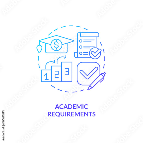 Academic requirements blue gradient concept icon. Employee training. Higher education. Education assistance. Graduation degree abstract idea thin line illustration. Isolated outline drawing