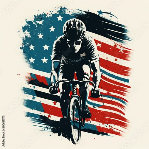 1968 Bike Race make a t-shirt design American flag background and white background With Generative AI technology © LaxmiOwl