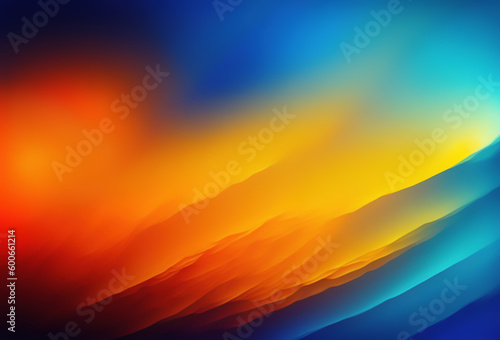 Defocused colors. Blur glow. Abstract illustration with paint splash creative orange blue brush strokes psychedelic modern art warm saturated background. © Larisa