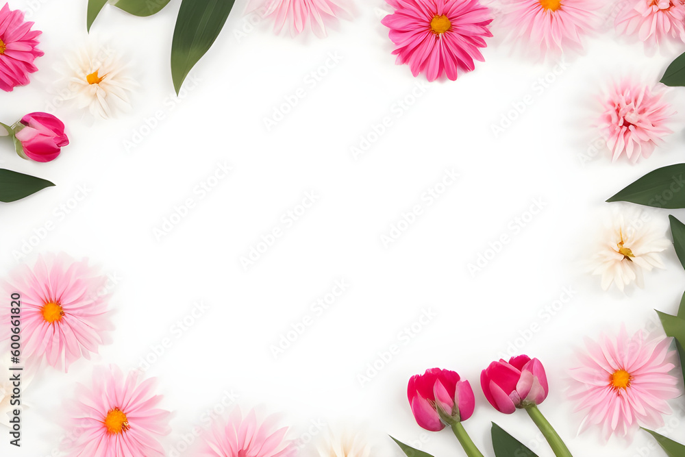 ai-generated, illustration of a flower frame