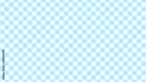 Seamless gingham checker pattern in soft blue and white, pastel diagonal repeats square background. Stripe checks design for textile, baby, and nursery product.