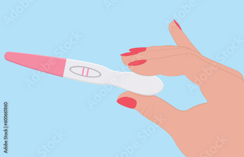 Pregnancy test in hand pregnancy positive result vector illustration