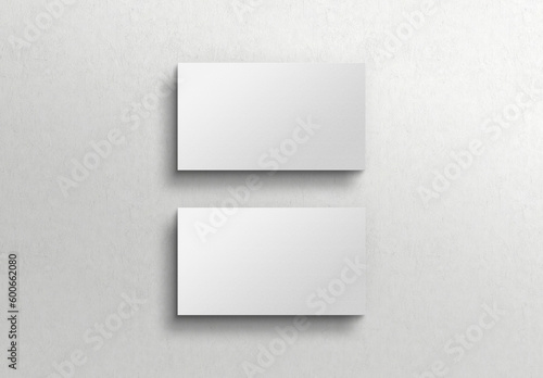 Two white US business card Mockup. American size calling card front and back on white 3D rendering