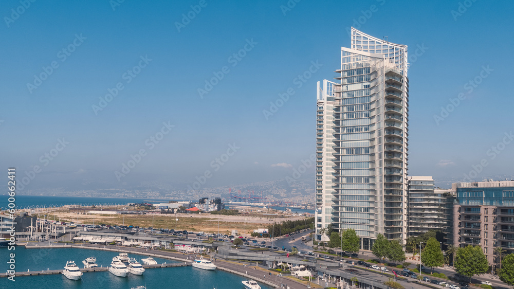 Naklejka premium Beirut , Lebanon cityscape next to zaitunay bay downtown 
