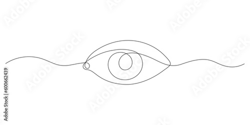 Eye one art continuous line drawing, visual sign. Symbol of vision. Single line of human eye icon. Vector photo