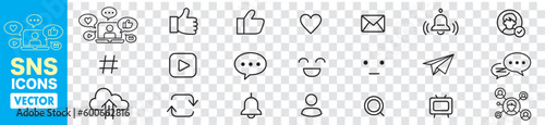 Social Media Social Network Service Icon collection set line editable stroke icons. 