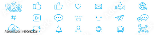 Social Media Social Network Service Icon collection set line editable stroke icons. 